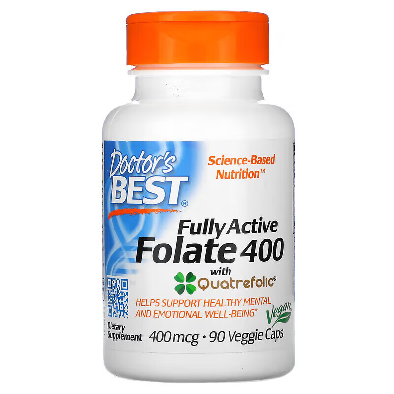 doctors best 全活性叶酸 mthf 甲基四氢叶酸folate 400mcg 90粒 400