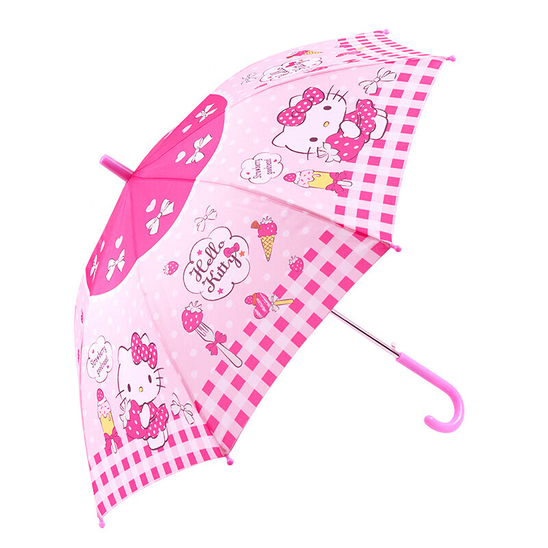 凯蒂猫 HELLO KITTY 儿童雨伞女童幼儿园小孩学生晴雨两用伞宝宝长柄自动儿童伞 KT02D30006粉色 均码