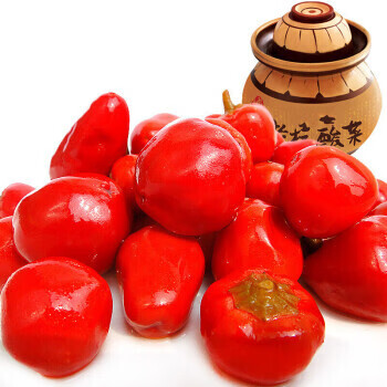 坛泡灯笼椒泡菜七彩珠子辣椒酸辣椒红椒圆辣椒灯笼泡椒800g 红色款