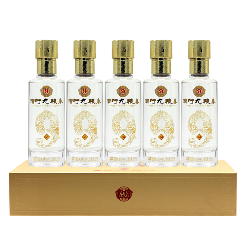 滨河九粮春九粮香型白酒5支礼盒套装白酒 53度 100ml 5瓶