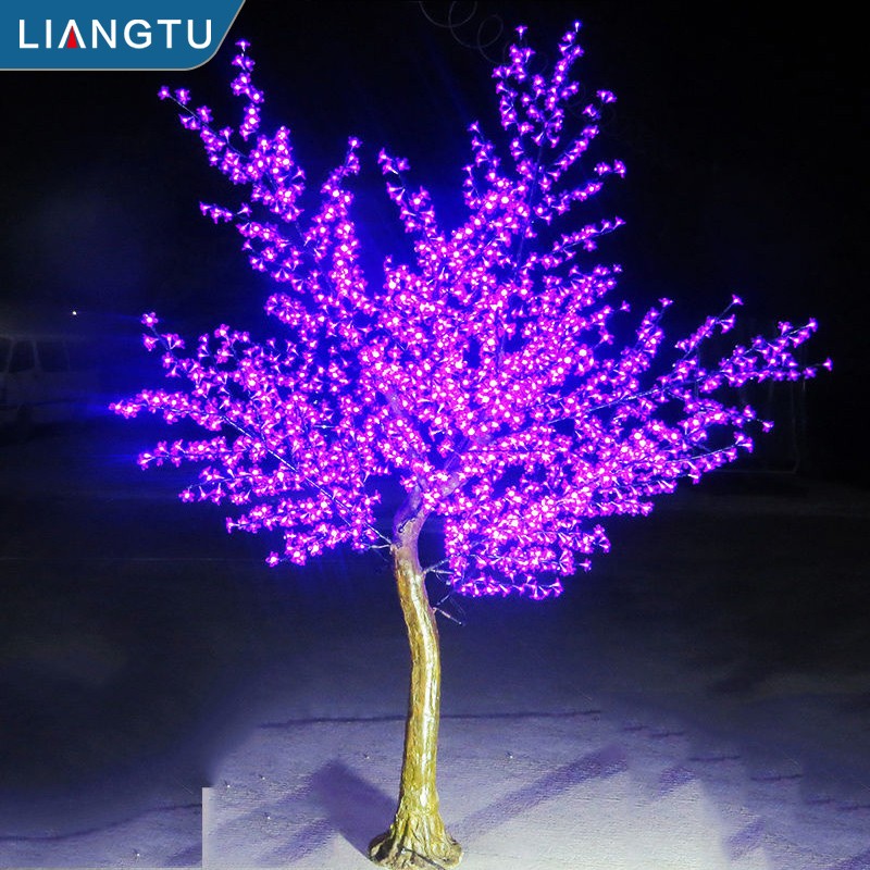 亮圖發(fā)光 櫻花樹燈 仿真2米3米戶外景觀 庭院樹燈室外 led裝飾燈 仿真櫻花樹燈【紫色】 2米-1152顆燈珠