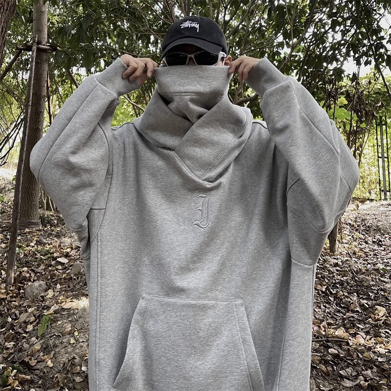 迪伽达i人社恐连帽卫衣男时尚新款潮牌时尚复古港风情侣澜同款痞帅外套 CNPW-M103黑色 加绒 XL 【120-135】