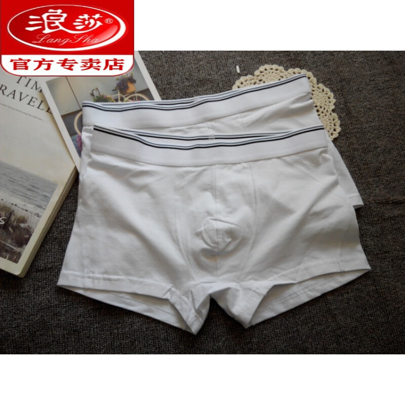 浪莎品牌2条男士纯棉白色内裤平角全棉质透气四角短裤大码胖子裤衩 2