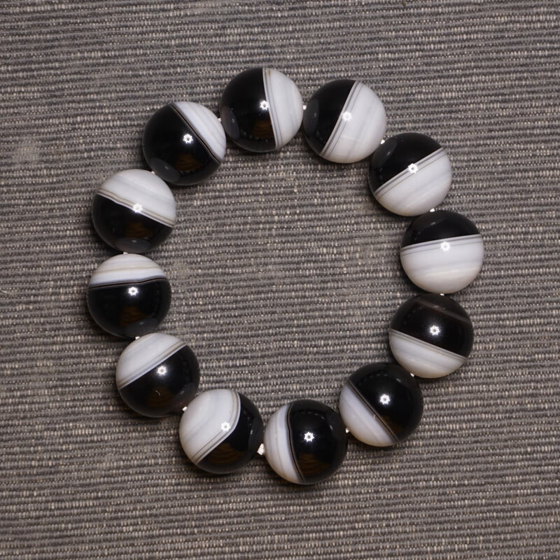 永赫 天然一线玛瑙天地珠手串 阴阳药师玛瑙天珠佛珠 男士手链圆珠20m