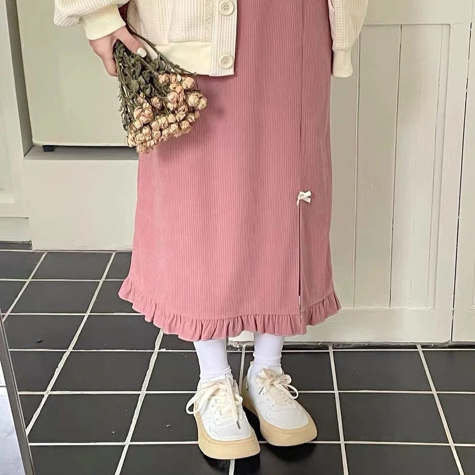栩心冬天穿的加厚保暖中长款半身裙女士日系温柔风少女感高腰秋冬新款