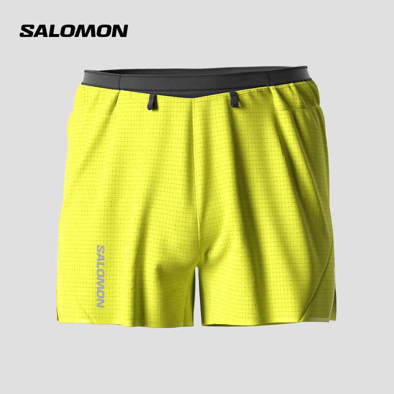 萨洛蒙（Salomon）男款 户外运动舒适透气快干越野跑步短裤 SENSE AERO 3’ SHORTS 黄绿色 C21807 M