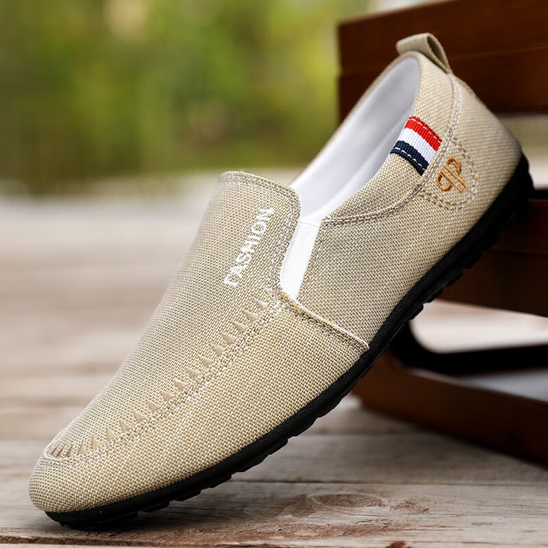 百豆(baidou)秋季新款豆豆鞋男透气防臭帆布鞋低帮韩版潮流休闲鞋老