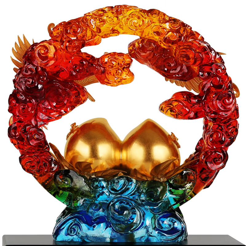 NWTB 金箔琉璃寿桃摆件送老人长辈生日礼物60 70 80贺寿祝寿大寿礼品 福寿双全