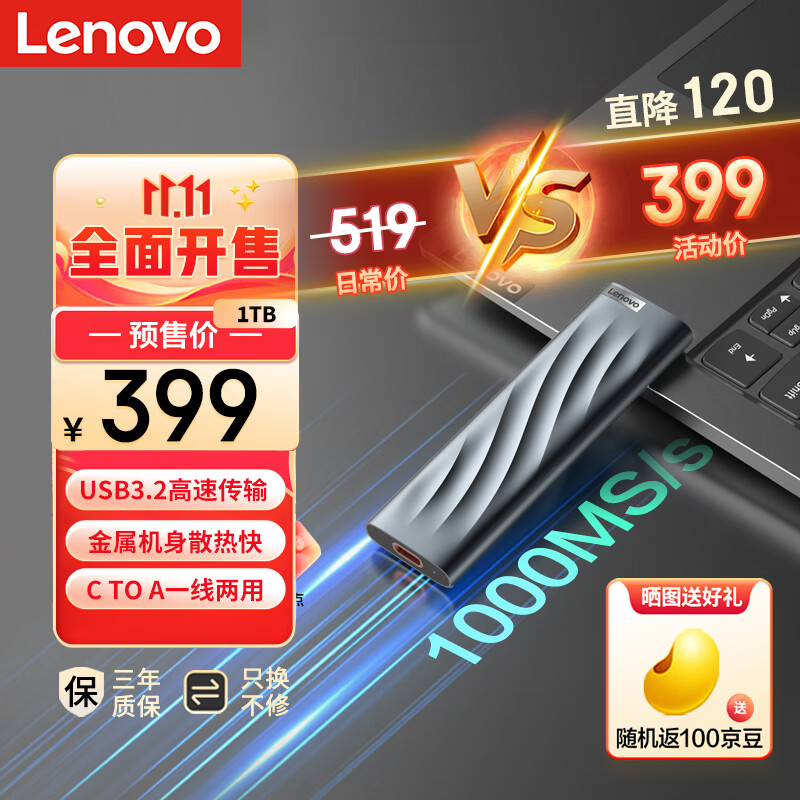 联想(Lenovo)1TB 移动固态硬盘（PSSD）PS9 Type-C USB3.2 双接口 金属移动硬盘 高速Nvme 1000MB/s使用感如何?