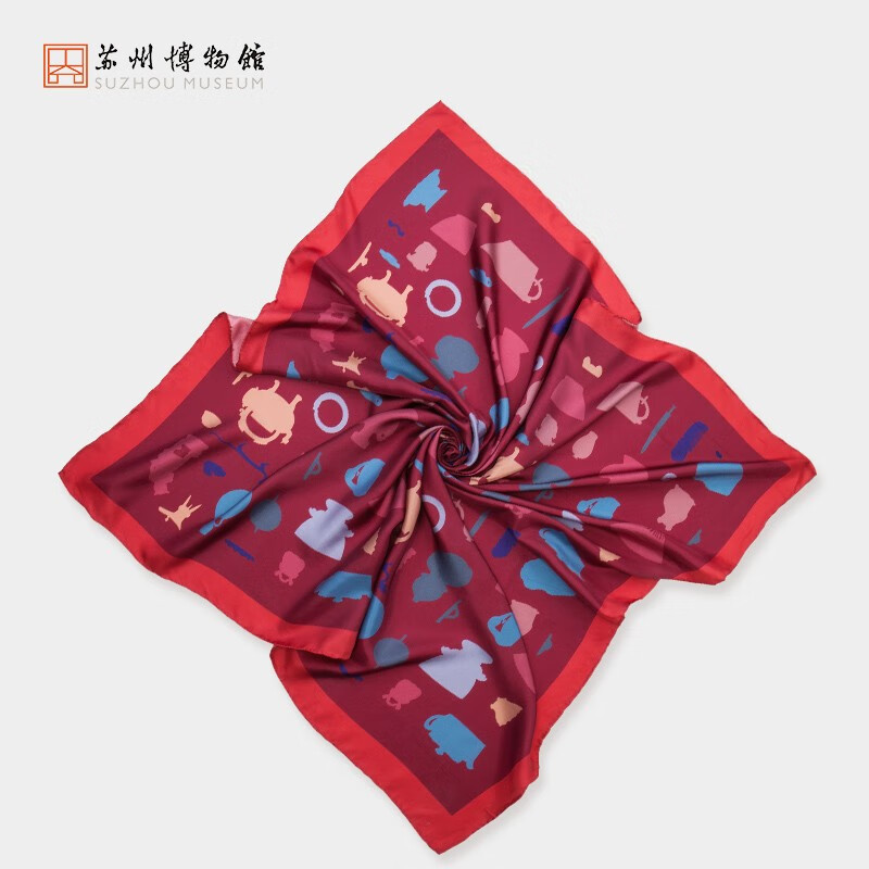 苏州博物馆苏博绘影真丝系列方巾套装女士丝巾围巾真丝方巾文创送礼品送家人 苏博绘影真丝方巾(白)