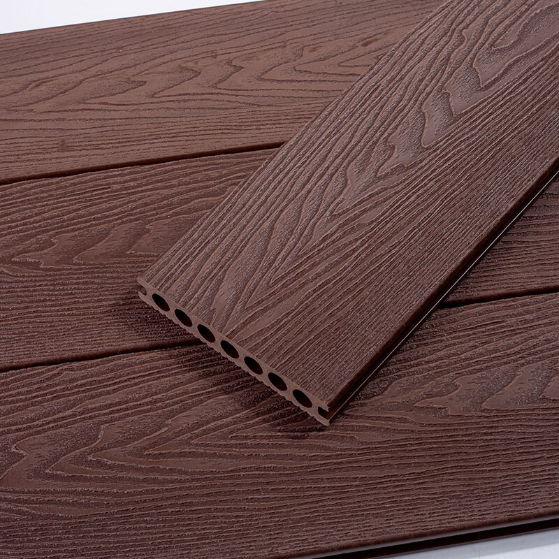同聚发户外塑木地板木塑长条二代共挤板材户外露台花园围栏工程木栈道 圆孔木纹（咖啡色）