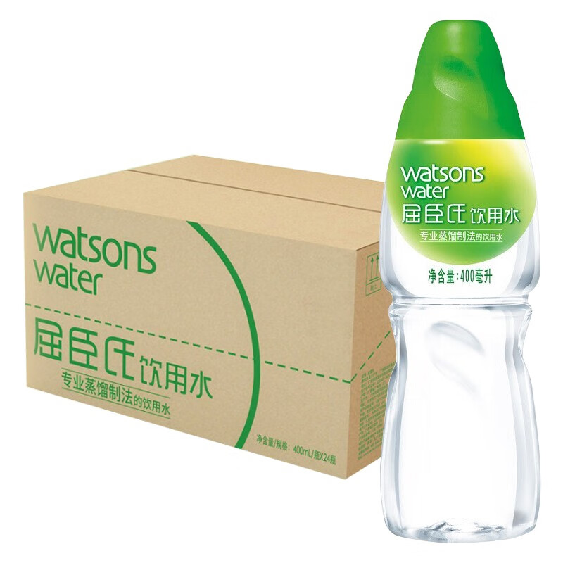 屈臣氏(watsons) 屈臣氏蒸馏制法饮用水 400ml 24瓶 屈臣氏蒸馏水