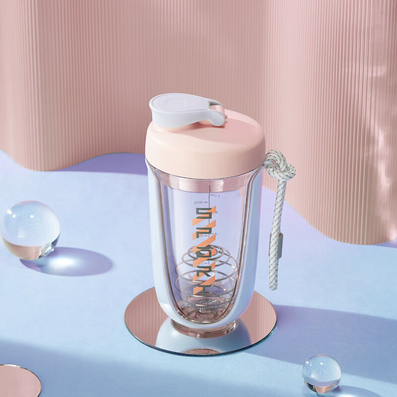 驰诺摇摇杯健身运动户外水杯奶昔搅拌便携带刻度杯子男女 紫色 店主