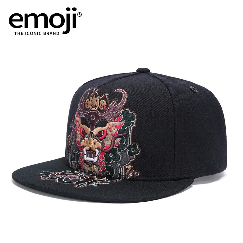 emoji帽子男士个性潮牌鸭舌帽羊毛混纺时尚刺绣平沿棒球帽男女通用