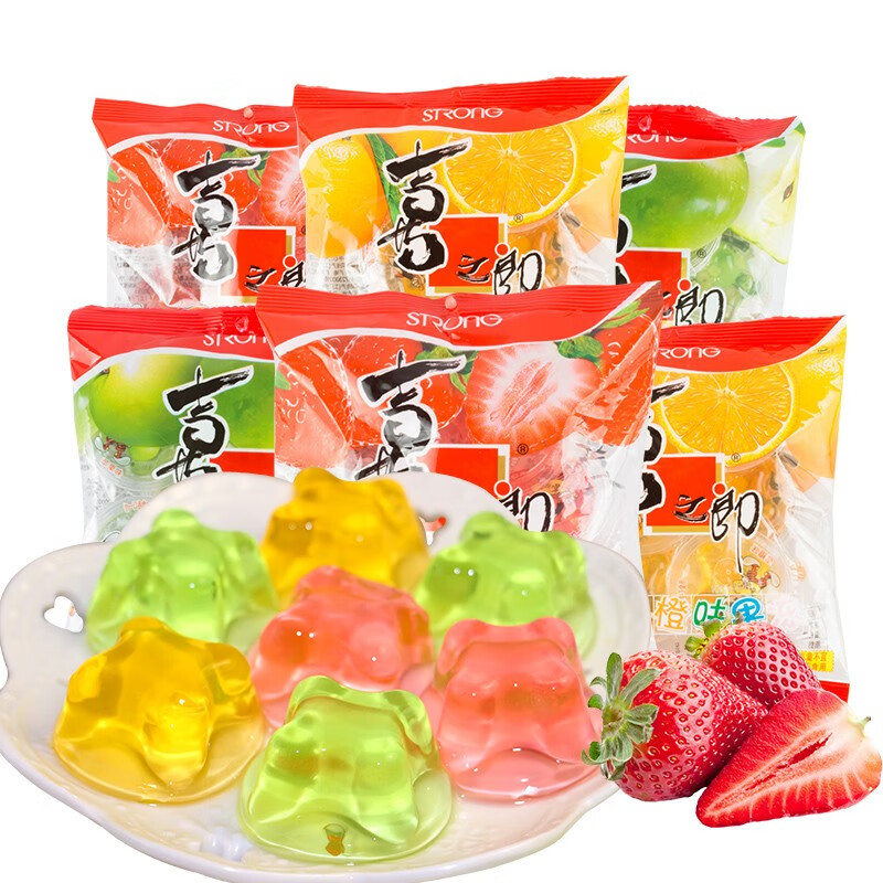 喜之郎果冻90g3包香橙草莓果冻布丁零食香橙90g2包草莓90g1包