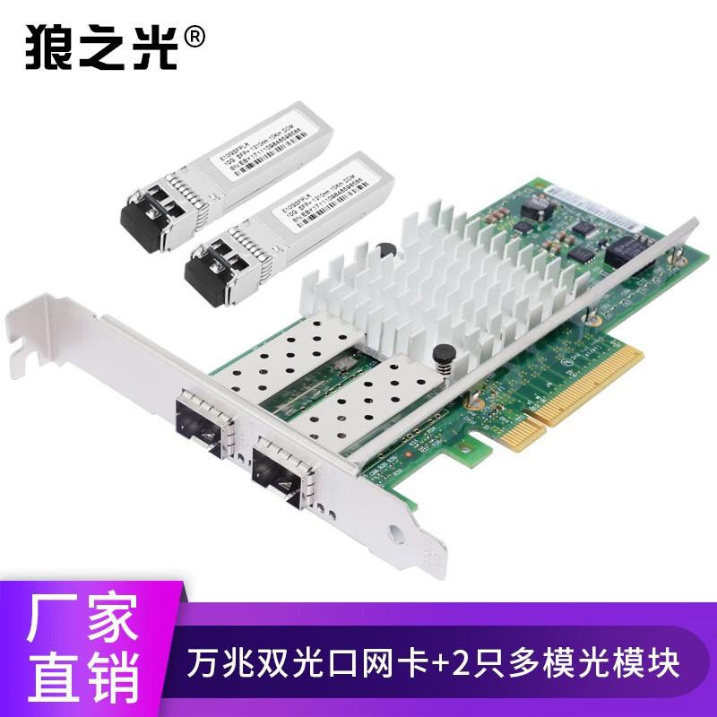 Intel英特尔82599芯片X520-SR2万兆双光口光纤网卡SFP+10G单光口服务器网卡 X520-SR2