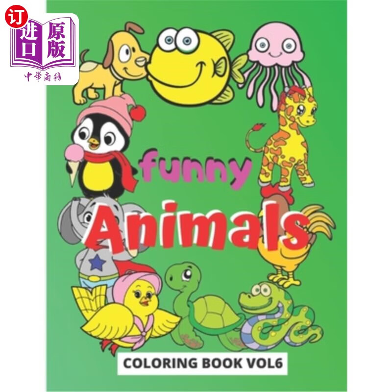 海外直订funny animals coloring book: coloring book from a series