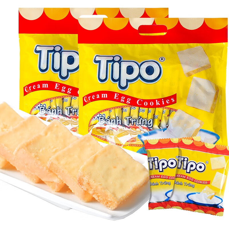 丰灵TIPO 越南进口Tipo面包干袋装涂层早餐饼干解馋小零食 Tipo面包干原味300gx3包