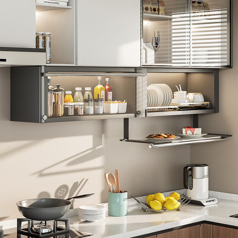 泉心泉意 吊柜厨房置物架壁挂橱柜储物柜厨房用具用品防尘收纳柜家用