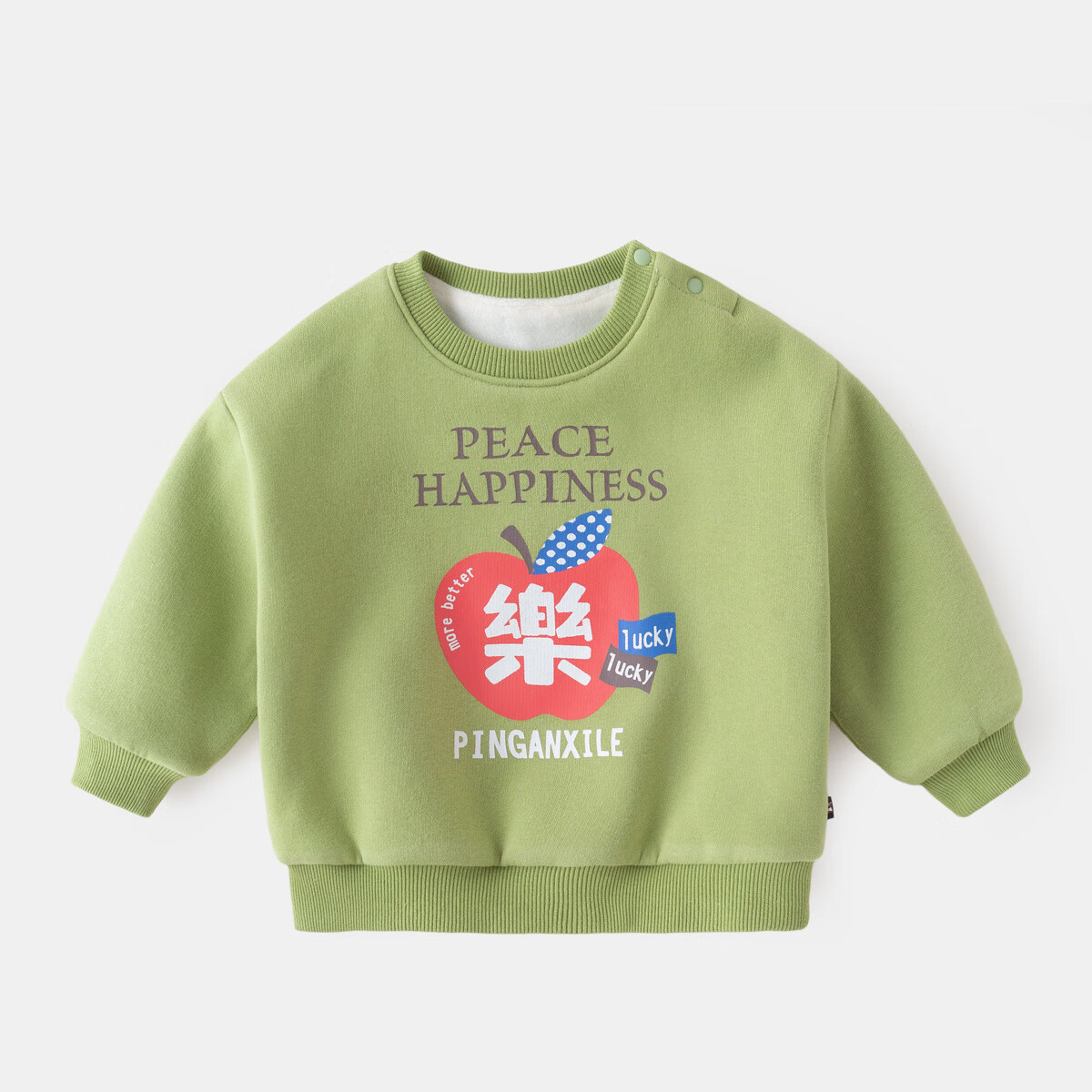 嘟嘟家宝宝加绒卫衣秋冬款年服儿童女童过年保暖拜年服冬装潮 绿色 100使用感如何?