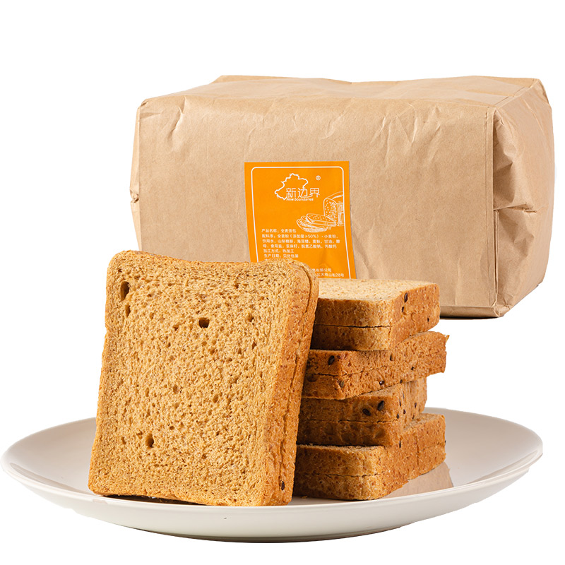 新边界 切片全麦面包整箱 早餐懒人代餐无糖精吐司脂肪热量零食500g