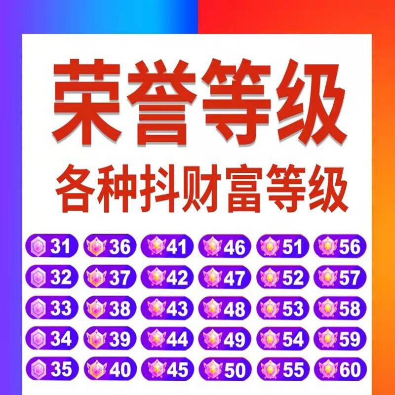 抖音号荣誉等级对应"居高临下"