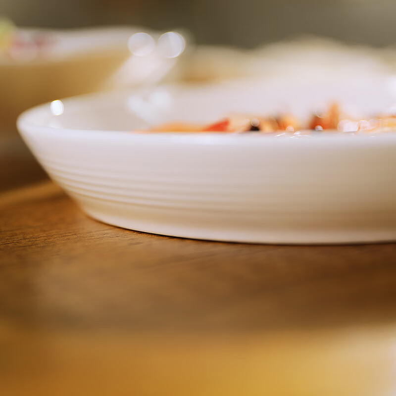 锦秋堂 景德镇陶瓷器 中式纯白釉 骨瓷餐具碗 釉下单碗 米饭碗 散件任意 7.5英寸螺纹盘