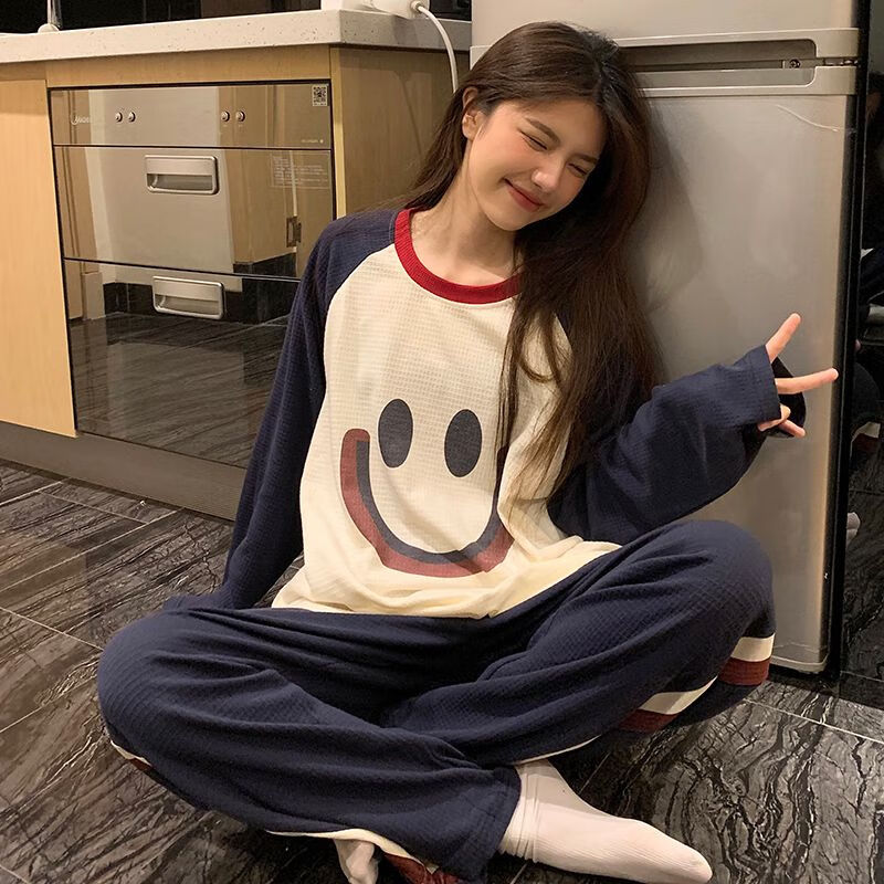 蔻玥高质量棉睡衣女士春秋季新款长袖长裤网红卡通可爱外穿家居服套装