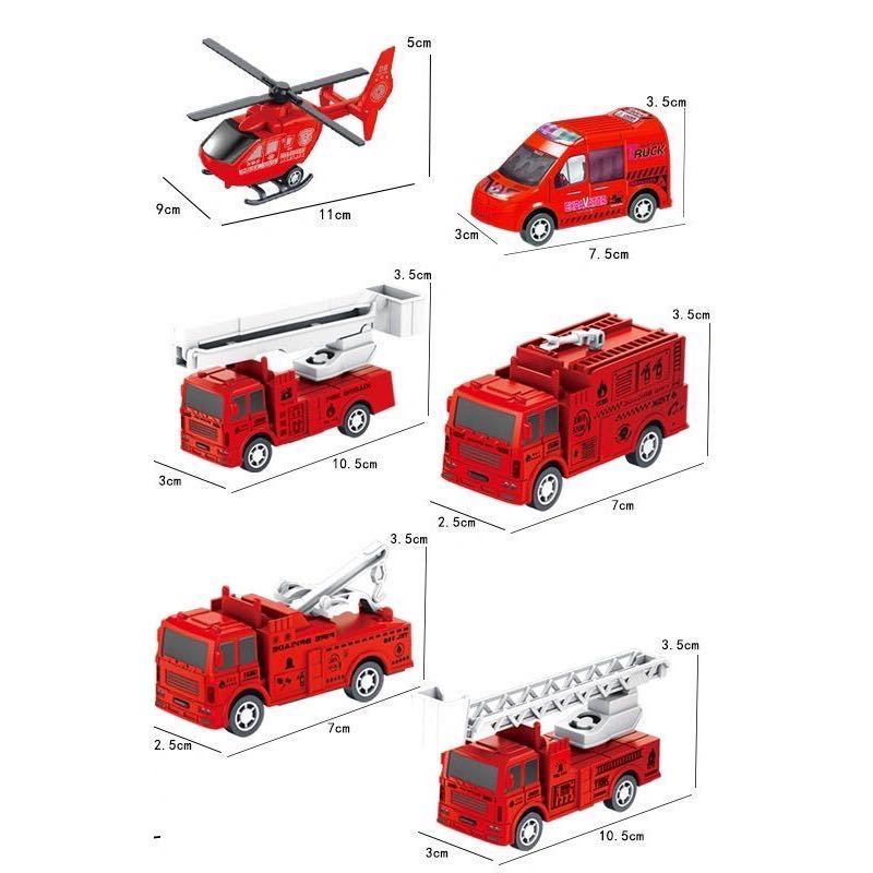 挖掘机玩具 儿童玩具车 回力消防车工程车套装 军事模型 礼盒包装 救援消防系列（袋装）