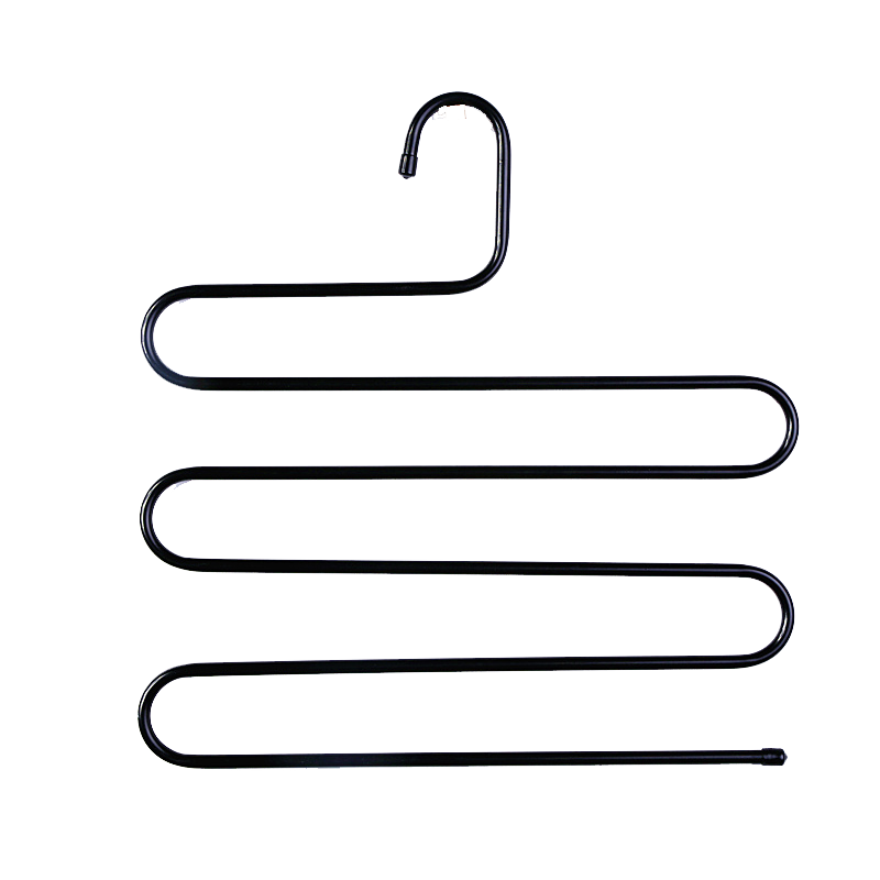 【3个装】忆凡 多功能魔术裤架 铁艺S型多层裤架裤子衣架衣柜收纳裤挂裤夹5条裤 黑色 3个装