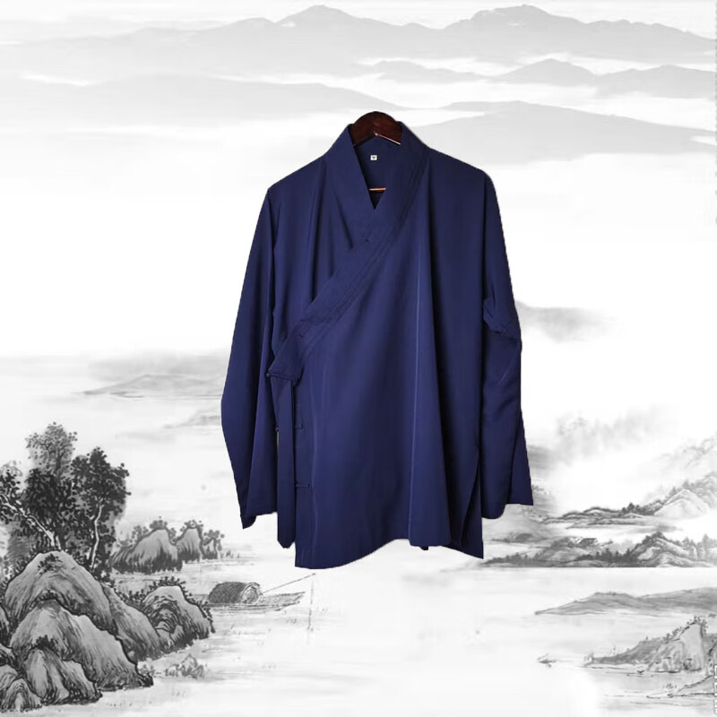 裴宏武当道袍男长袍道士服装道教法衣天师道家用品女服短袍服褂 藏青