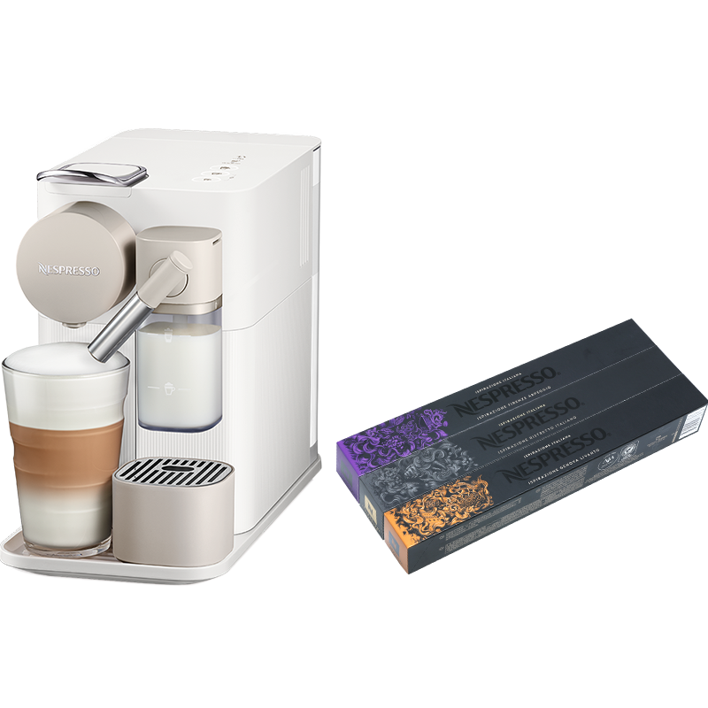 NESPRESSO 浓遇咖啡 Lattissima One F121 胶囊咖啡机+50颗意式浓缩 磨砂白