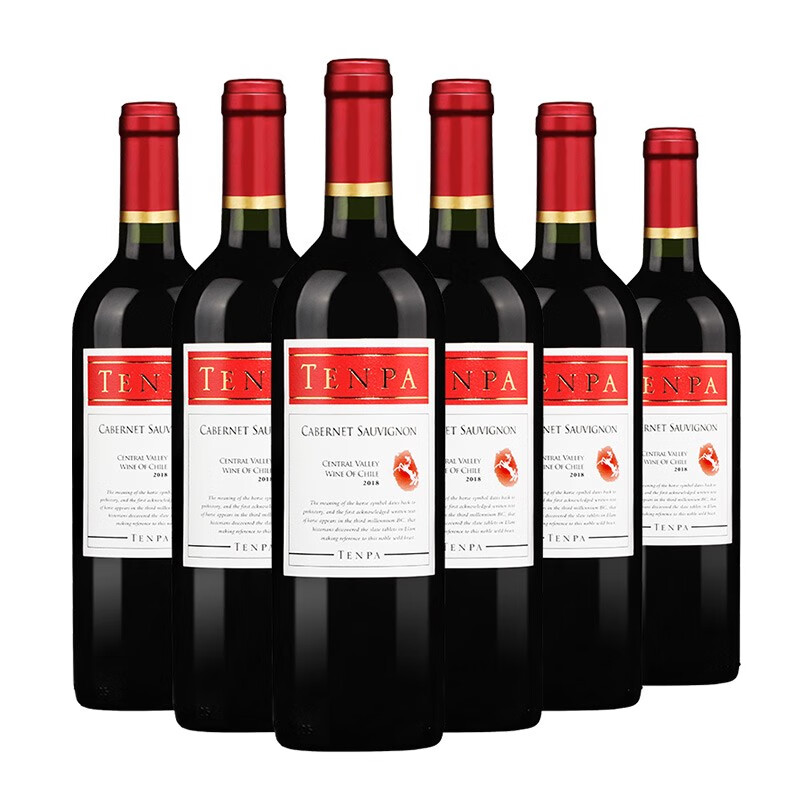 【玫嘉】智利中央山谷原装原瓶进口红酒天帕卡本妮苏维翁干红葡萄酒 750ml*6瓶 品种级整箱