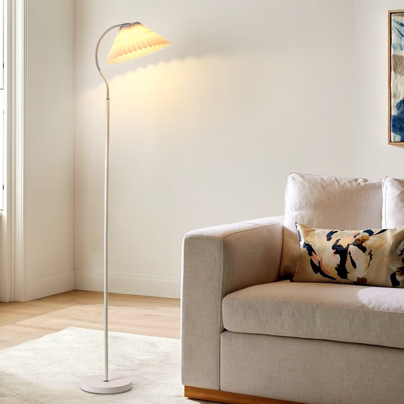 北欧简约创意客厅卧室床头灯书房阅读灯立式灯 白色落地款-12瓦白光