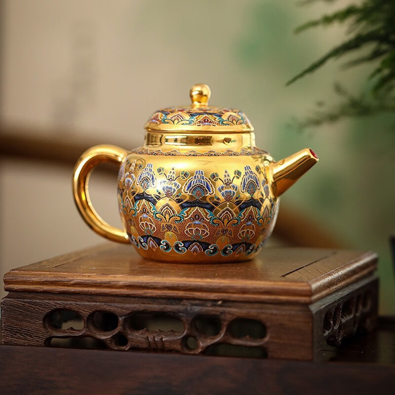 敦煌研究院  鎏金高端茶具套装 博物馆羊脂玉瓷中秋伴手礼送长辈高档大气  敦煌高端鎏金茶壶