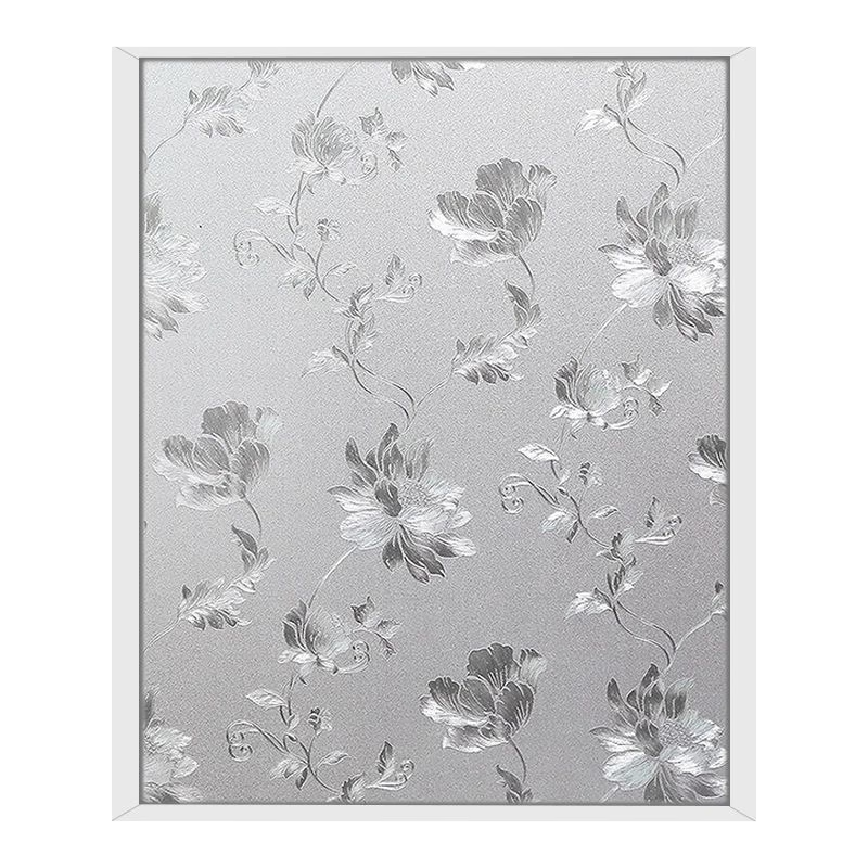 静电玻璃贴纸透光不透明磨砂玻璃贴膜卫生间防窥卧室遮光窗户贴纸 80cm宽*2米(+工具) 静电3D(芙蓉花)