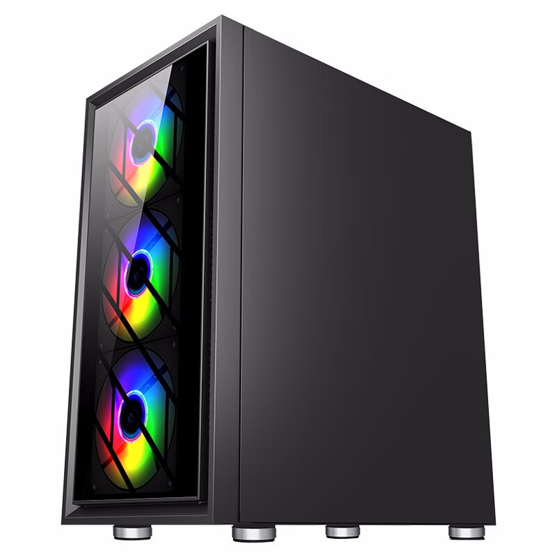 先马（SAMA）朱雀 游戏电脑主机箱 双面钢化玻璃/宽体五金结构/支持ATX主板、240水冷/标配3把14cm炫彩大风扇