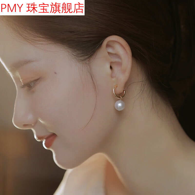 裴姣 淡水珍珠耳坠小众设计感耳圈银耳环女无耳洞耳夹女耳饰 施家珍珠