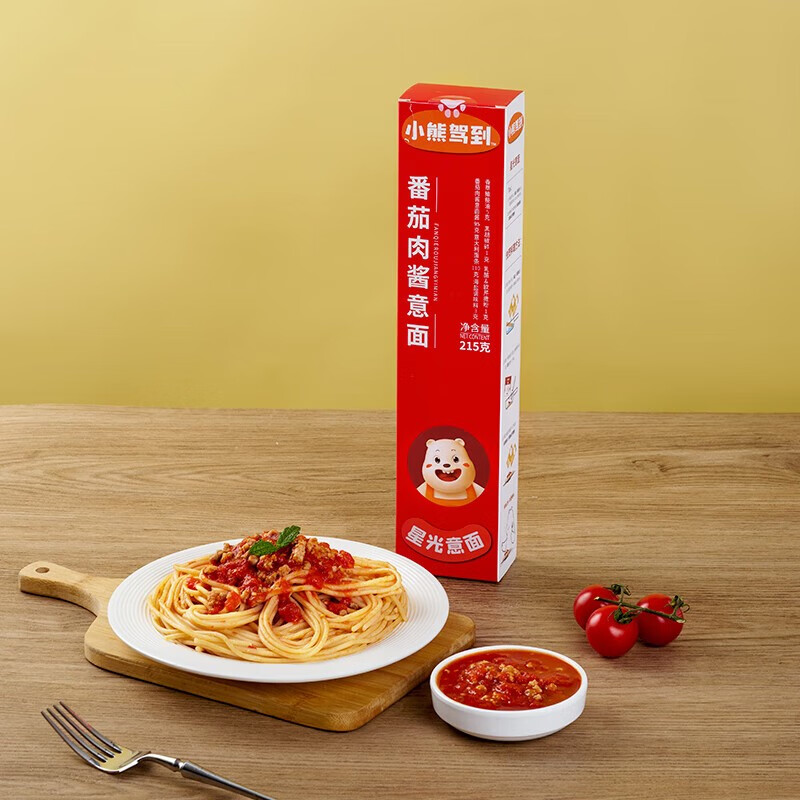 小熊驾到番茄肉酱意面 家用意大利面酱拌面方便速食意粉通心粉 番茄肉酱意面215g-九块九专栏-全利兔-实时优惠快报
