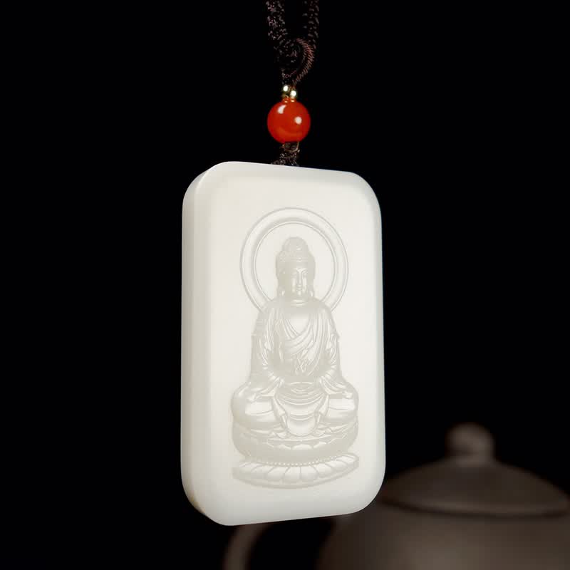 和田白玉守护神—大日如来(羊猴) 尺寸50x30x7mm 重30g