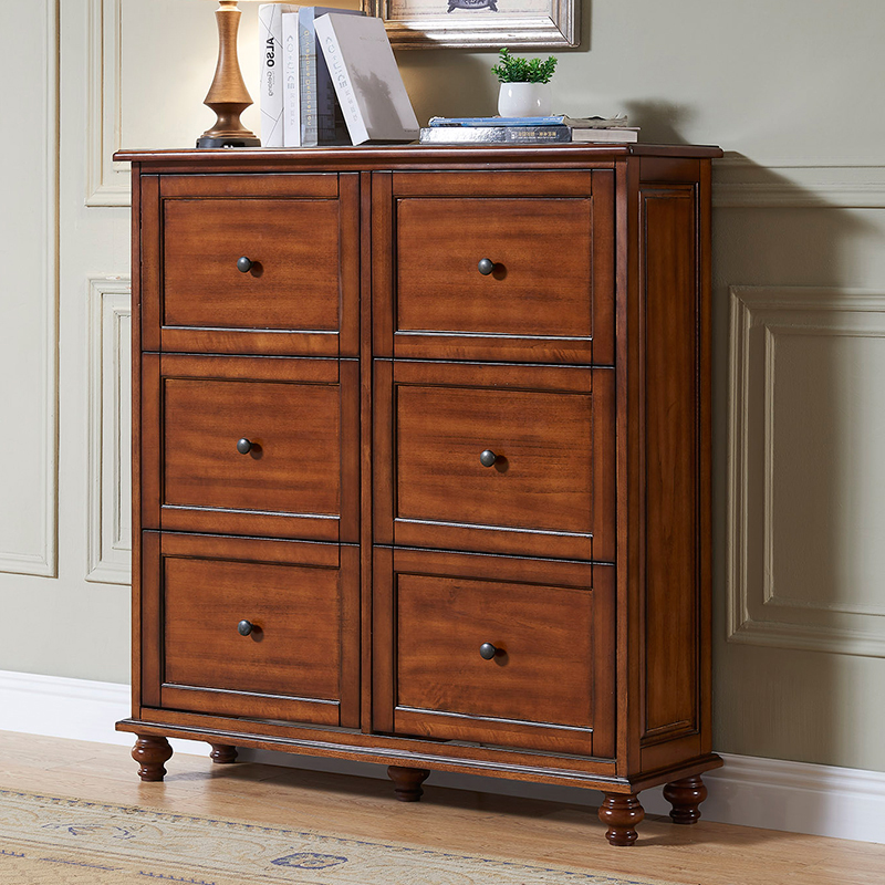 梵米嘉 全实木斗柜美式架柜多层大容量进门入户入门翻斗式鞋橱客厅