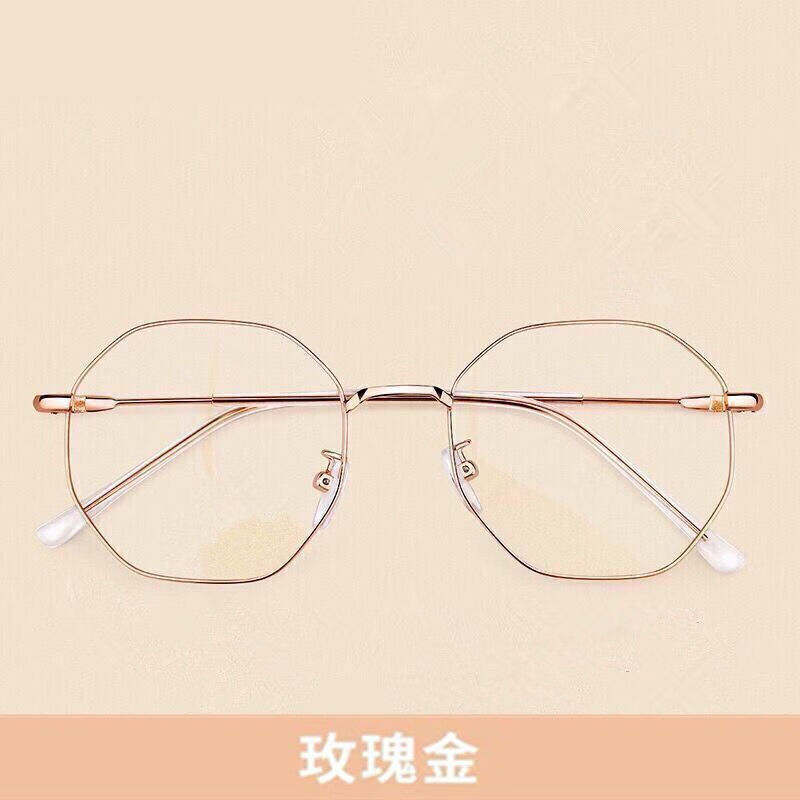 此处美兮近视眼镜女韩版潮有度数多边形网红款眼睛平光镜眼镜框 玫瑰