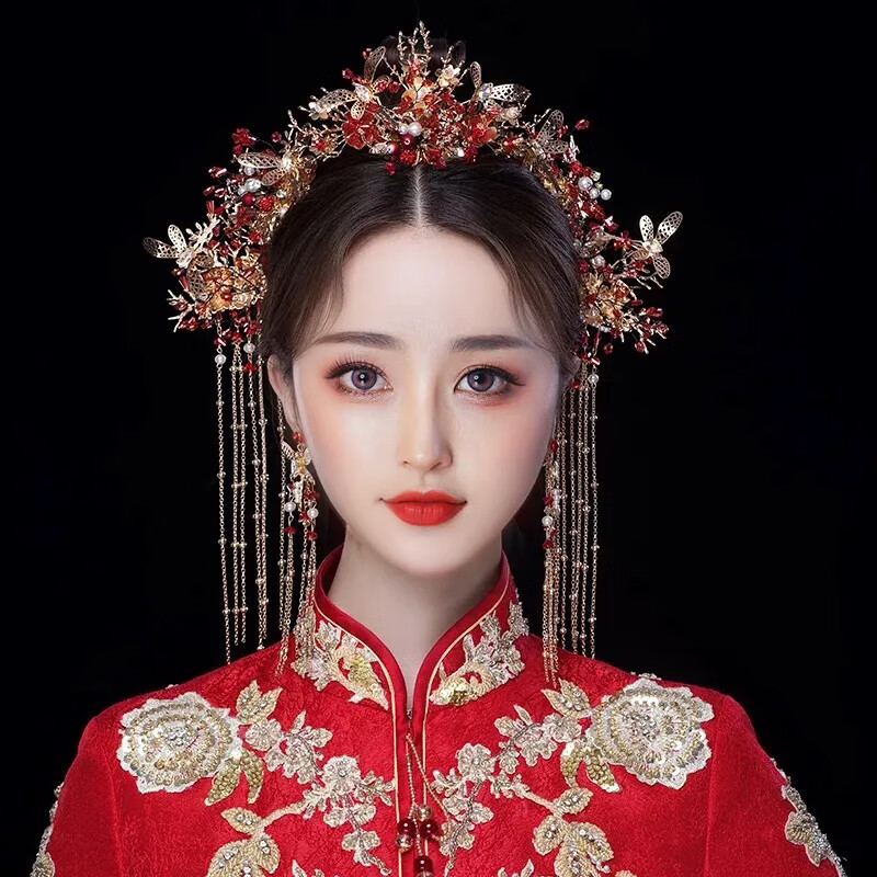 珠佩丽秀禾头饰全套秀禾头饰新娘中式婚礼简单大气秀禾服步摇流苏结婚