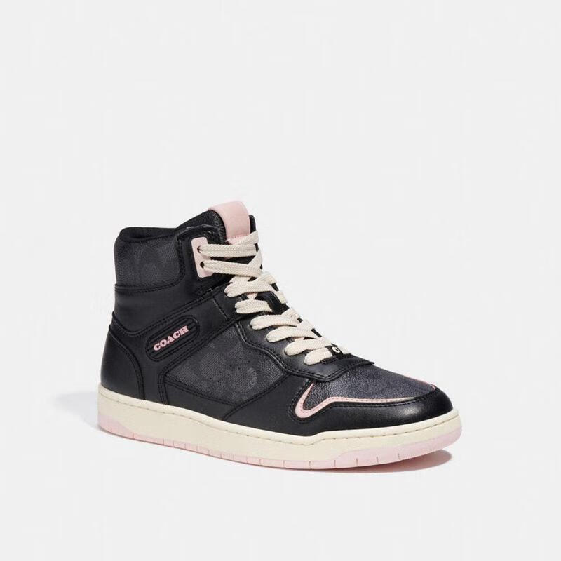 蔻驰(coach)high top 经典logo标志高帮运动鞋奢侈品女鞋休闲鞋 black