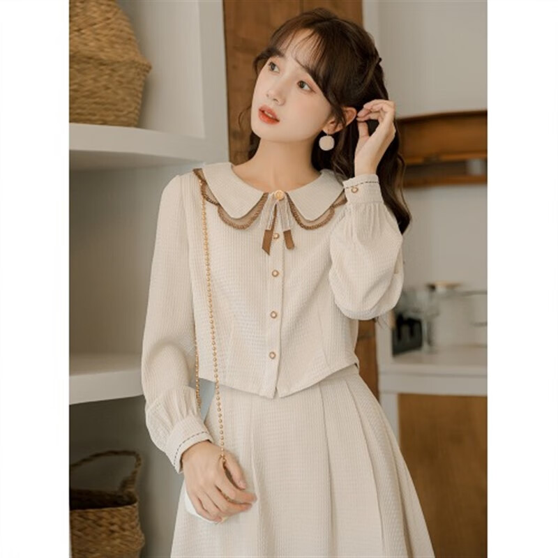 町鸾(tingluan)大学生演讲比赛服装女装教师穿搭教资面试连衣裙 杏色