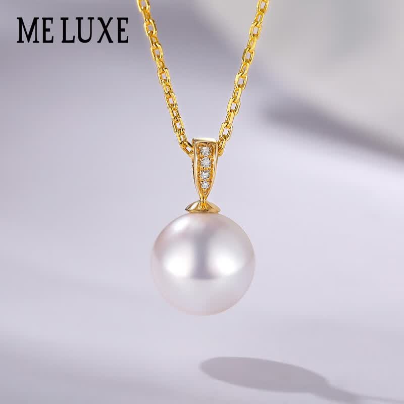 meluxe七夕礼物 18K金日本akoya海水珍珠吊坠单颗镶钻珍珠项链女 【现货】akoya8-8.5mm（配银链）怎么样,好用不?