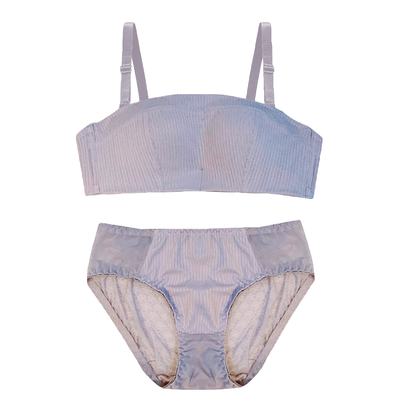 俏曼芬抹胸式無肩帶內(nèi)衣女小胸聚攏防滑文胸隱形bra性感胸罩防走光裹胸 膚色套裝（配內(nèi)褲） XL 38/85(AB通杯厚約2CM)