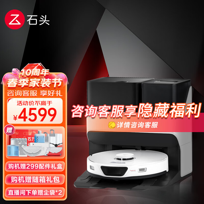 石头(roborock)旗舰新品石头g10s pure 扫地机器人自清洁免手洗拖布扫拖洗一体扫地机器人 G10S Pure上下水版