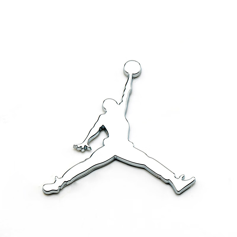 乔丹aj标志3d立体金属侧标黑色飞人汽车贴纸装饰贴车标 小号乔丹银色