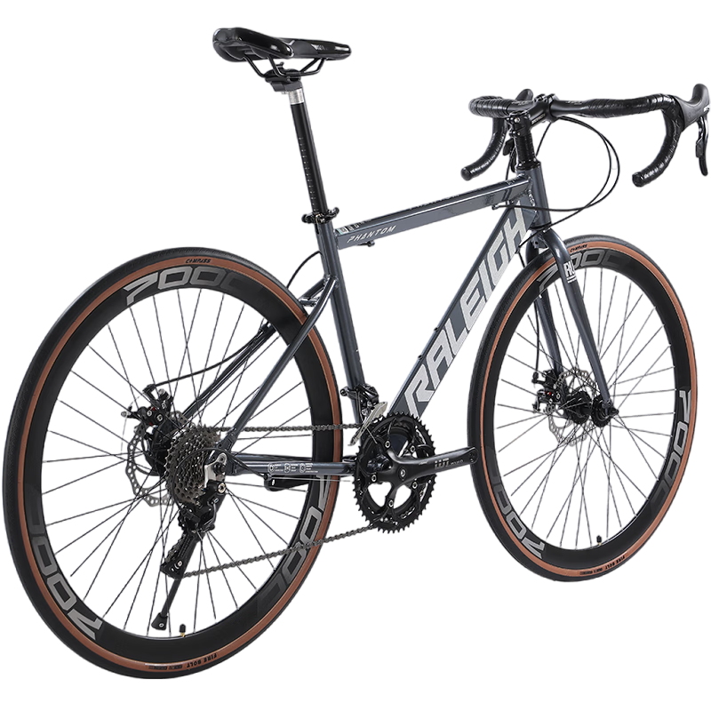 蘭令（RALEIGH）公路車自行車700C鋁合金油碟剎車變速競速賽車學生成人男士通勤 幻影700C 太空銀 輕量化車架 24速 定位指撥 線碟 彎把鋁架
